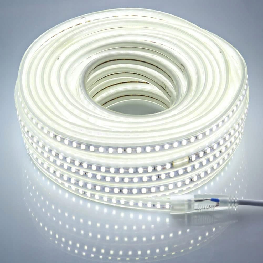 Led páska pcning 20 m 220V-230V studená biela 6000K s napájacím zdrojom a zástrčkou Eú