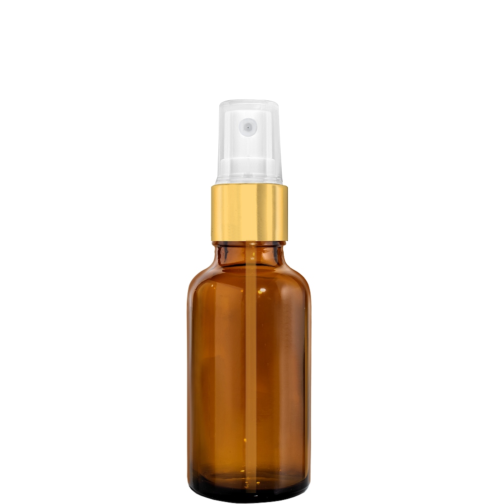 

Butelka Szklana Brąz 30ML Z Atomizerem Złotym