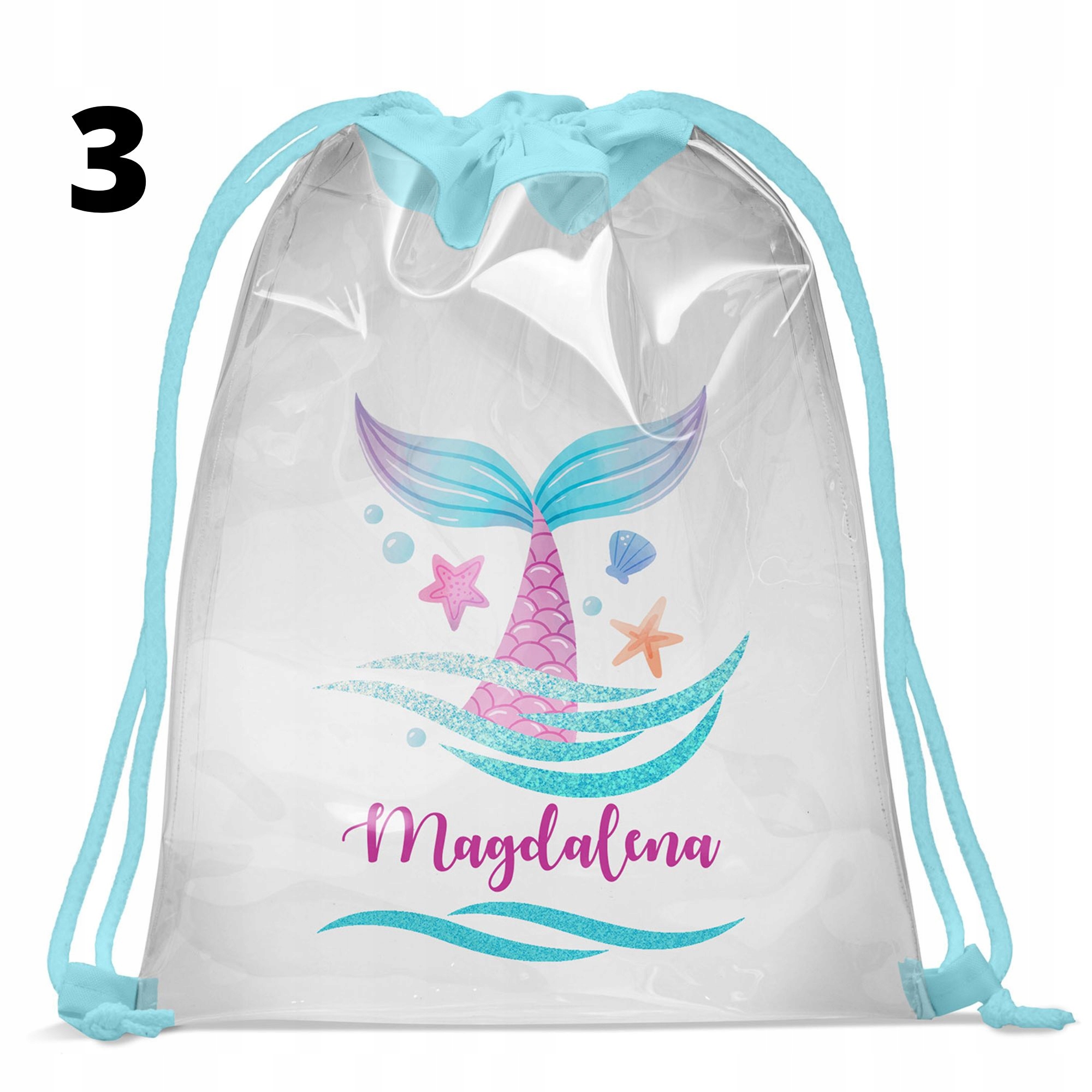 Worek Torba Plecak na Basen Przezroczysty Imię Kolor Wielokolorowy