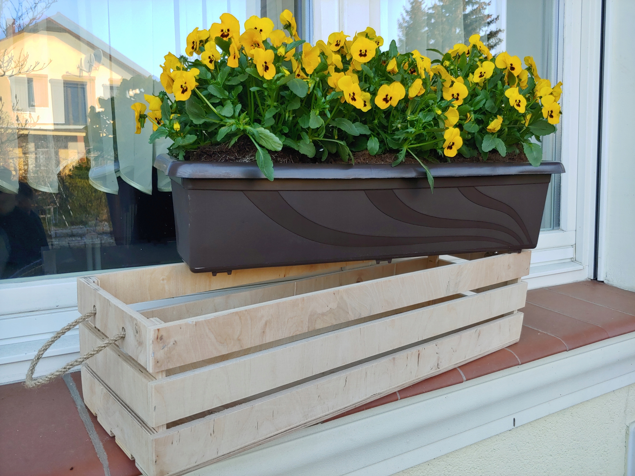 DONICZKA SKRZYNKA DREWNIANA OSŁONKA KWIATY OKNO Wysokość produktu 15.5 cm