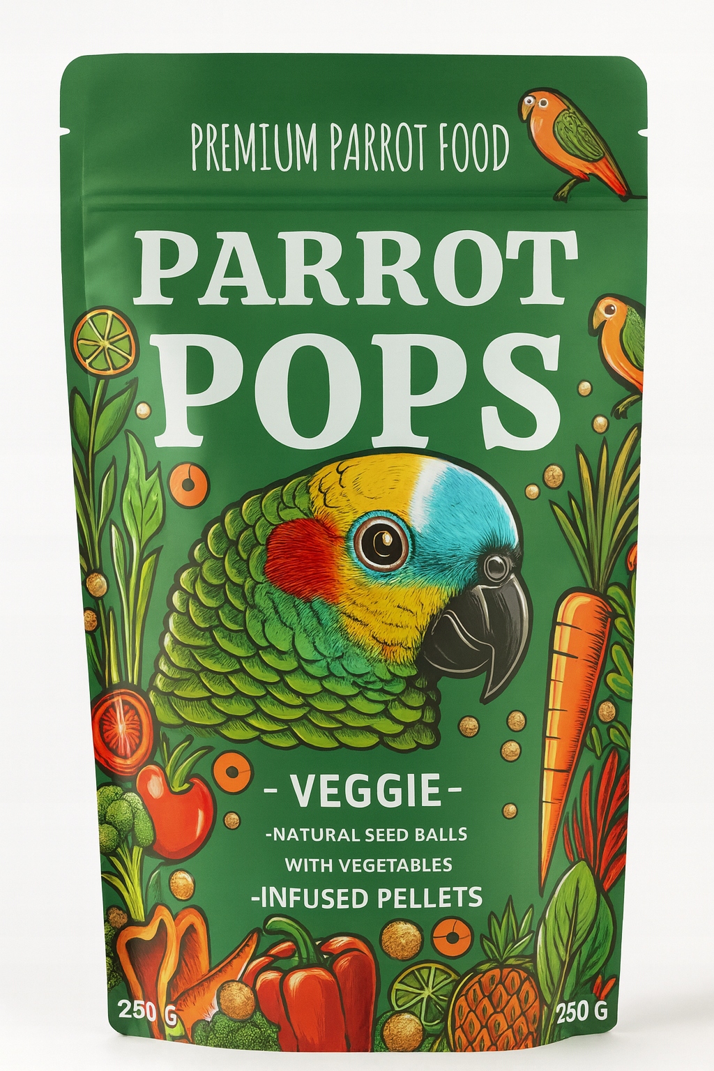 Parrot Pops Veggie -Big Parrot zrno se zeleninou pro papoušky 250 g
