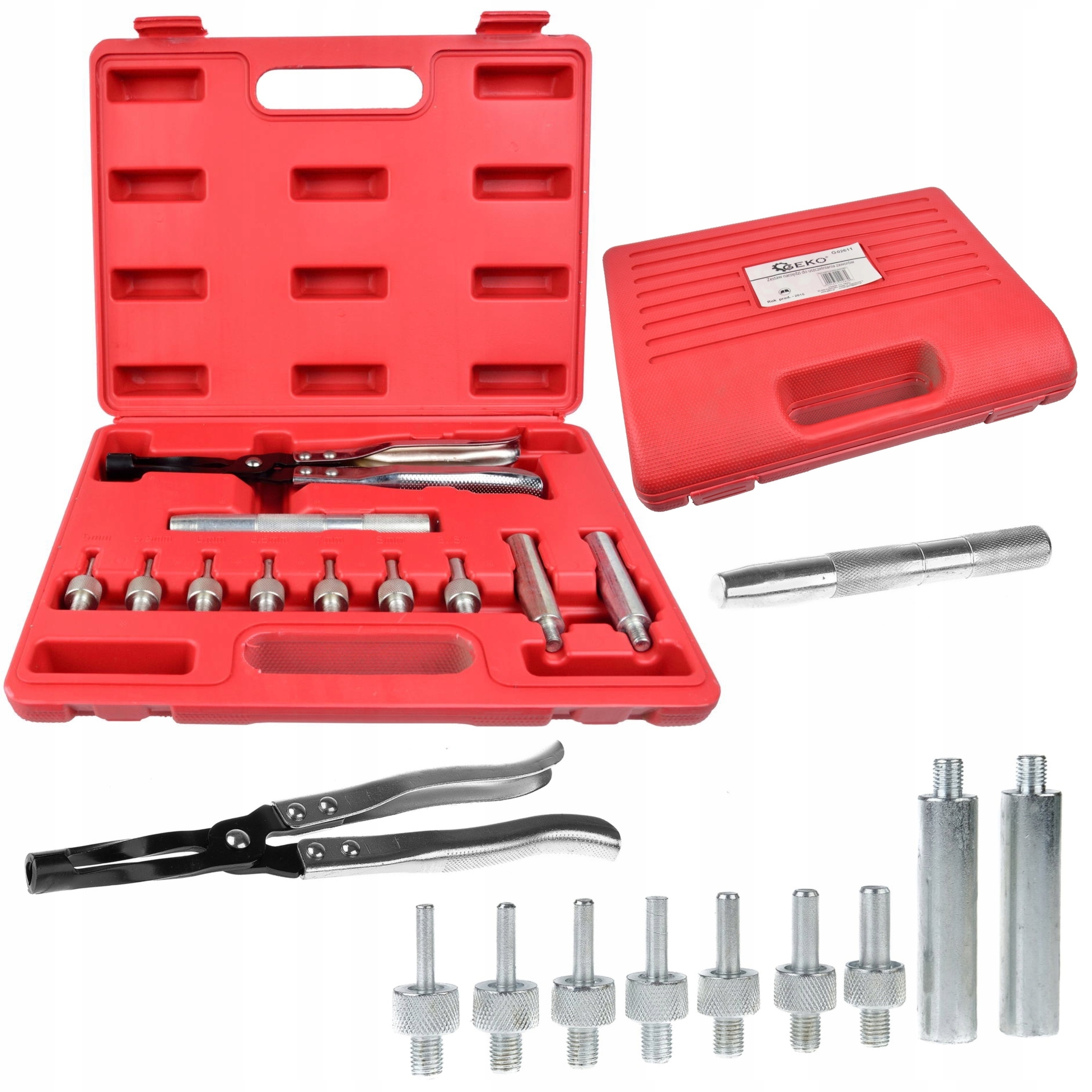 ZESTAW DO MONTAŻU ZAWORÓW SZCZYPCE DO USZCZELEK WALIZKA GEKO G02611