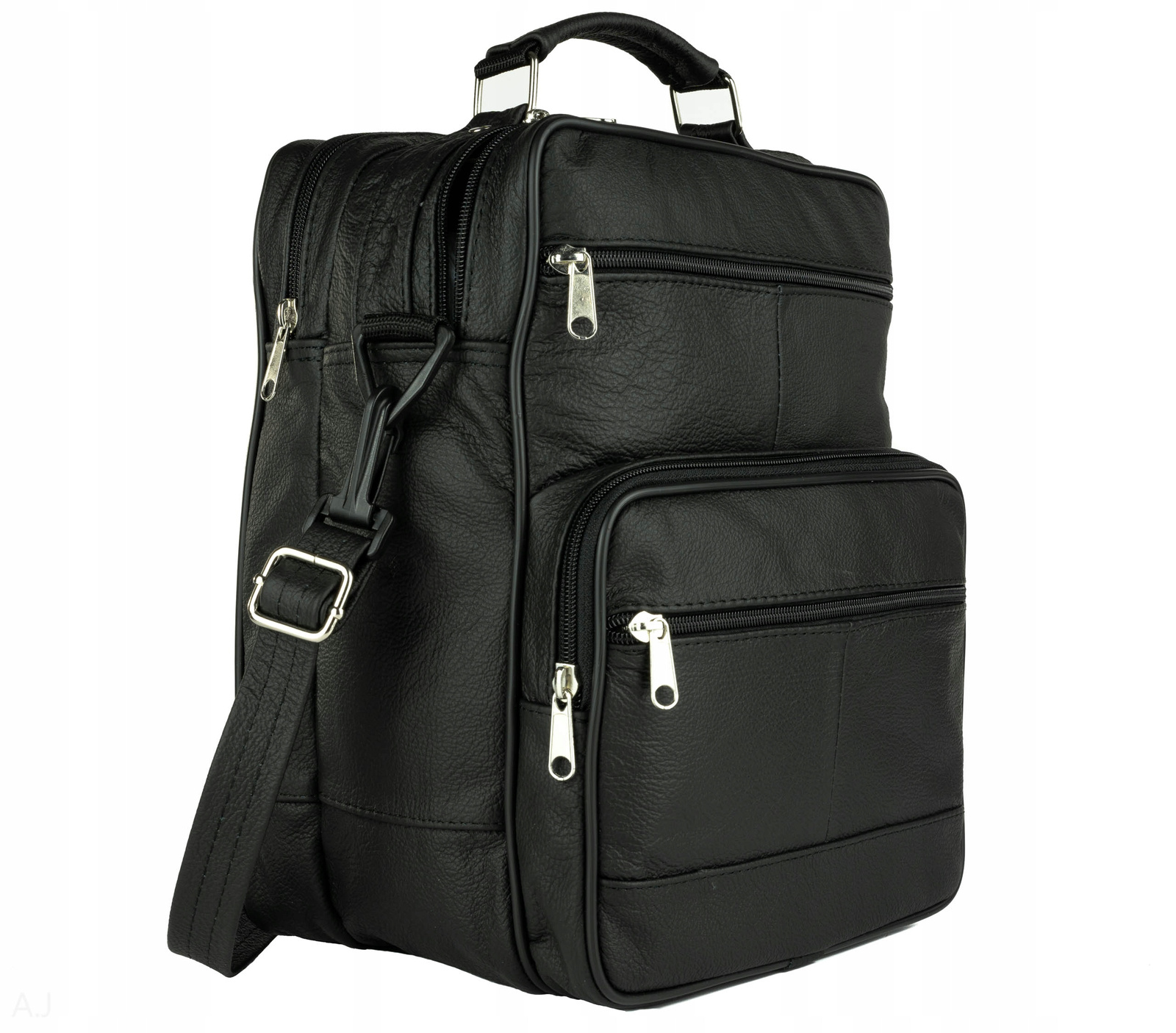 Pánská kožená taška kabelka přes rameno do práce černá, přírodní kůže, polská