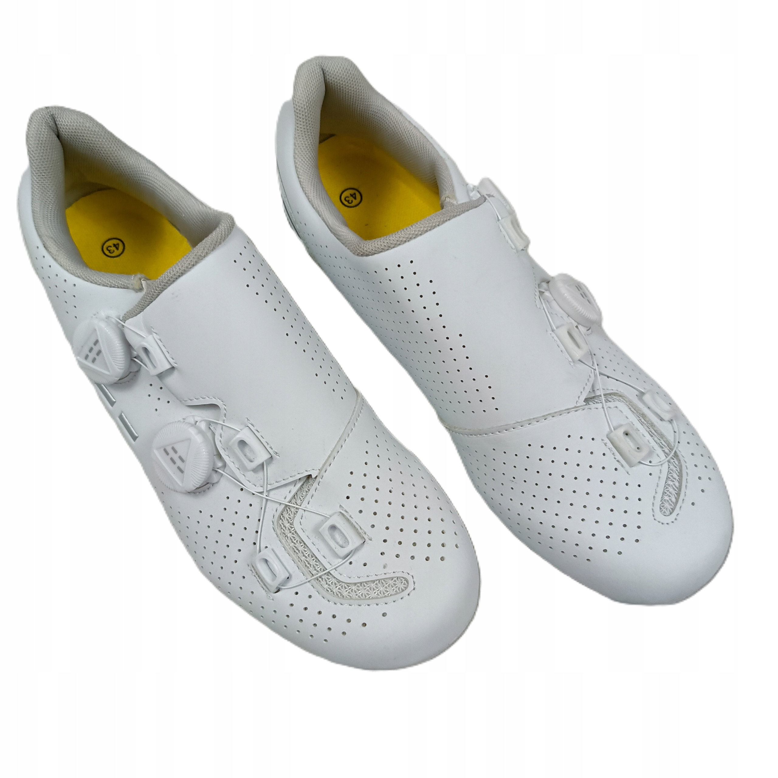 BUTY ROWEROWE SZOSOWE WPINANE ROZM. 43 DŁ. WKŁADKI 27.5 CM BIAŁE