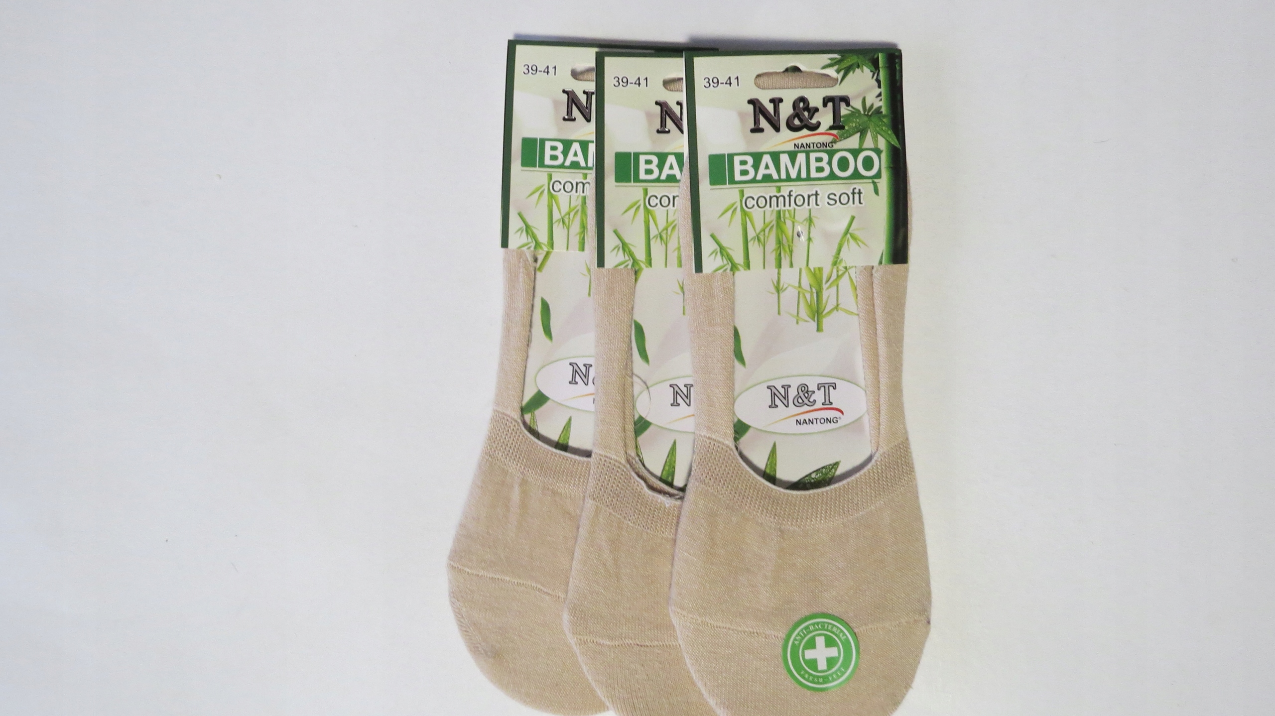 

3-PARY Stopki Baletki Bambus Z Silikon 35-38 Beż