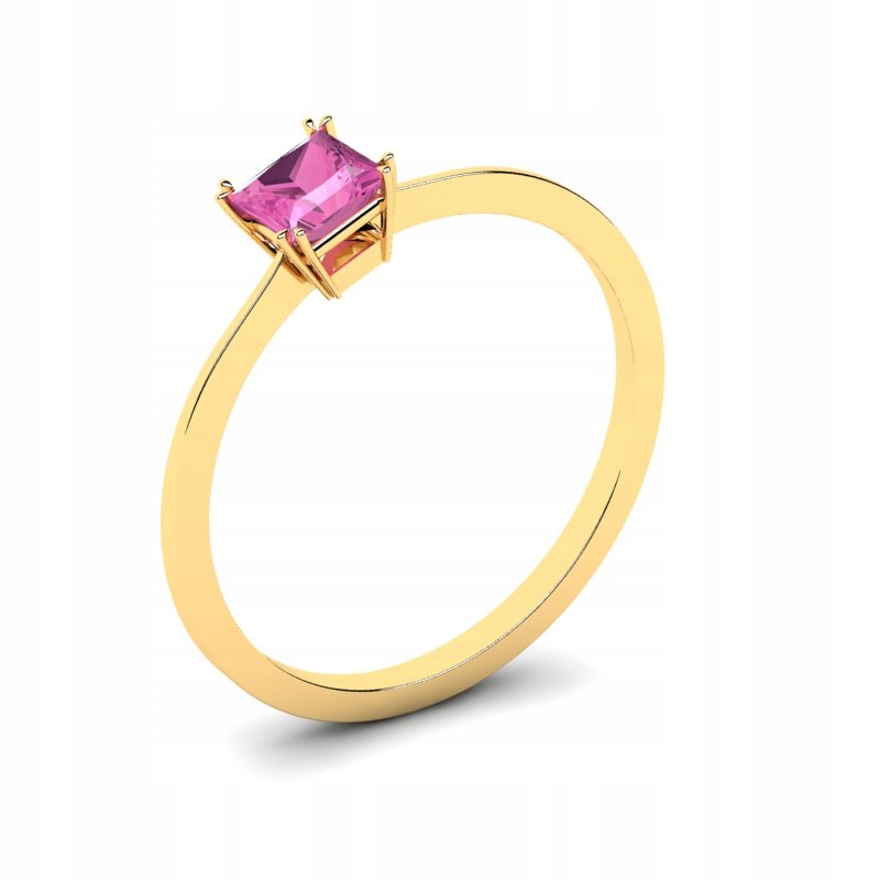 

Pierścionek Złoty Klasyczny Z Różową Cyrkonią 4MM