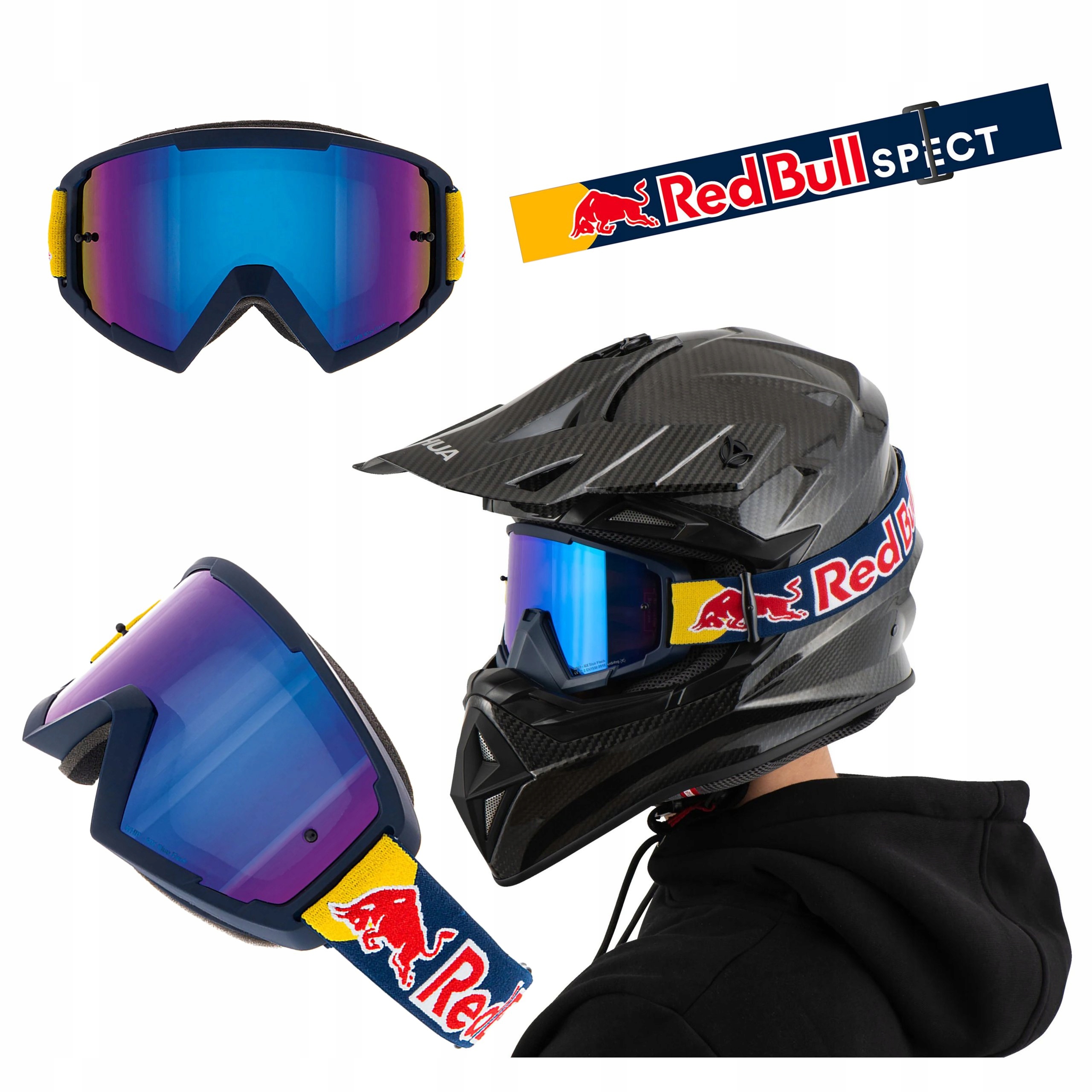 Okuliare Okuliare Na Motocykel Red Bull Cross Enduro Štvorkolka Uv Ochranami