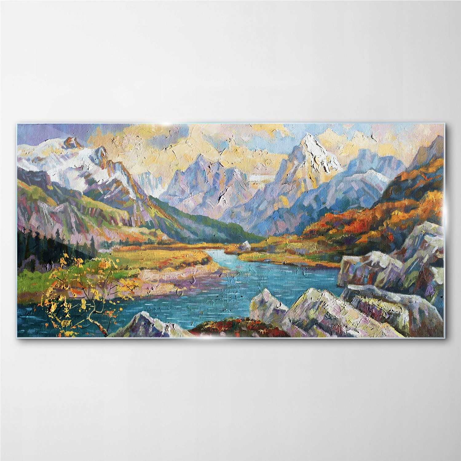 

Szklany obraz na ścianę Góry rzeka las 140x70 cm