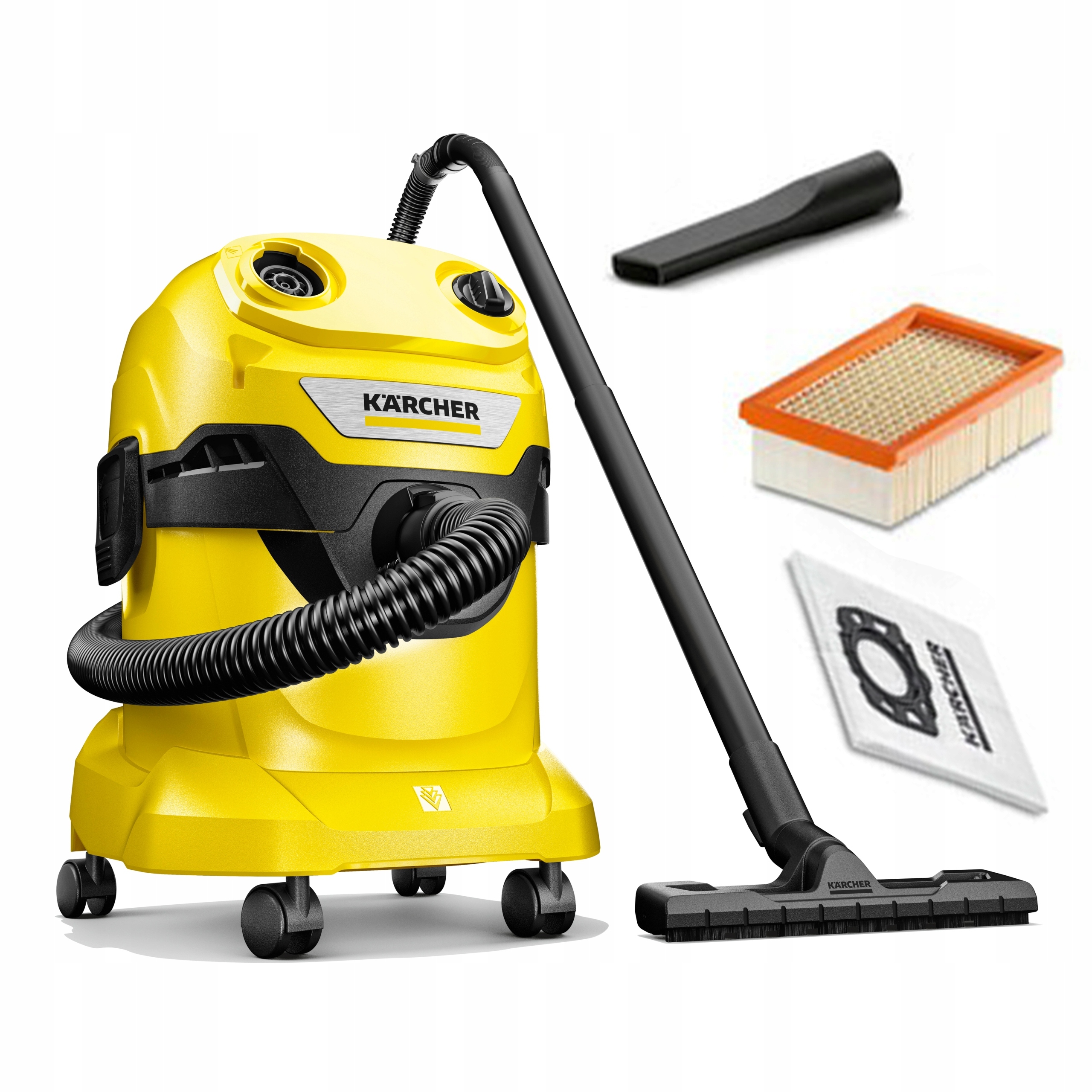 KARCHER WD 4 NAGY TELJESÍTMÉNYŰ IPARI PORSZÍVÓ OTTHONI HASZNÁLATRA