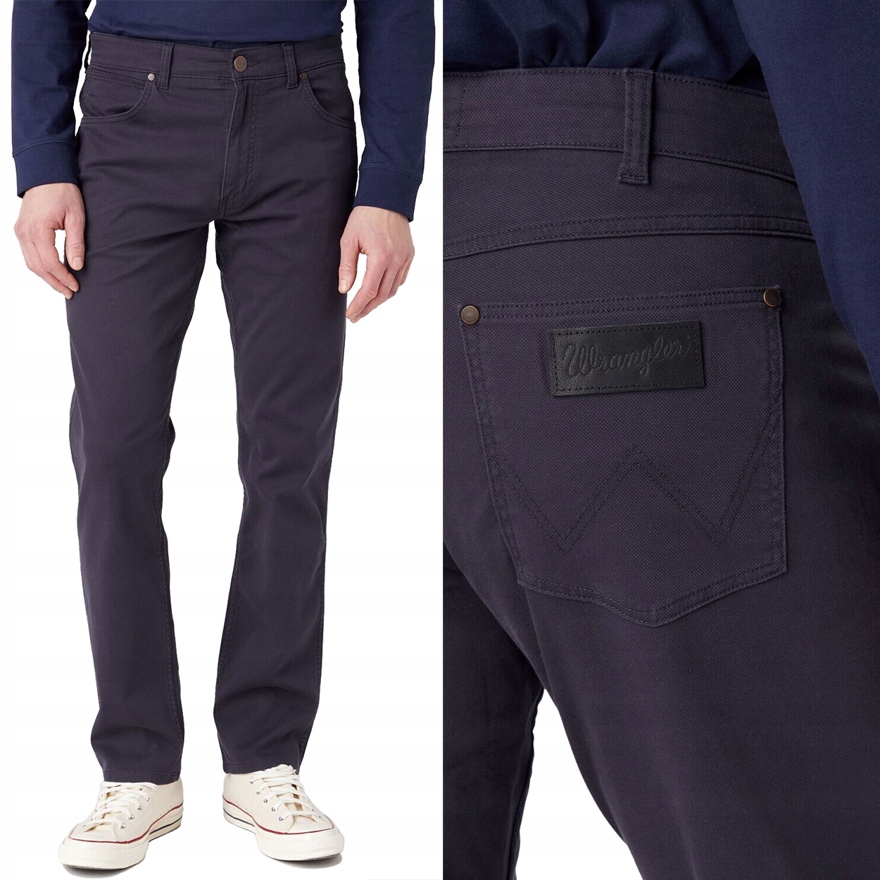 Wrangler Greensboro Dark Navy Tmavě Modré Látkové Jednoduché Kalhoty W32 L34