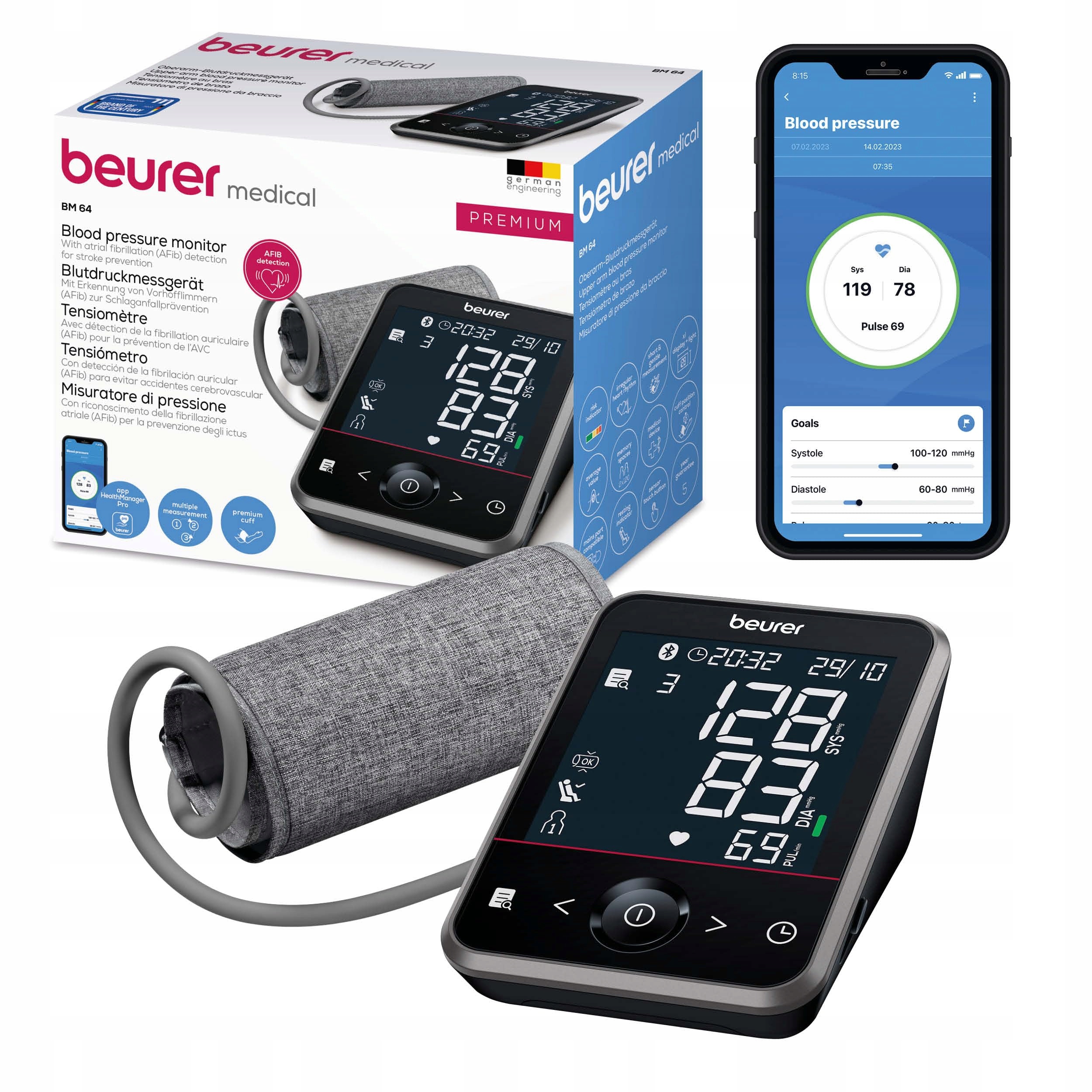 Beurer Bm 64 Ciśnieniomierz Naramienny z AFib Bluetooth 1szt