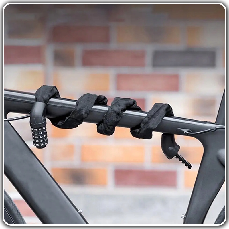 BLOKADA ROWEROWA DO ROWERU ZAPIĘCIE ROWEROWE NA SZYFR KOD ŁAŃCUCH 100 cm! Model MOCNE ZAPIECIE ROWEROWE NA ROWER