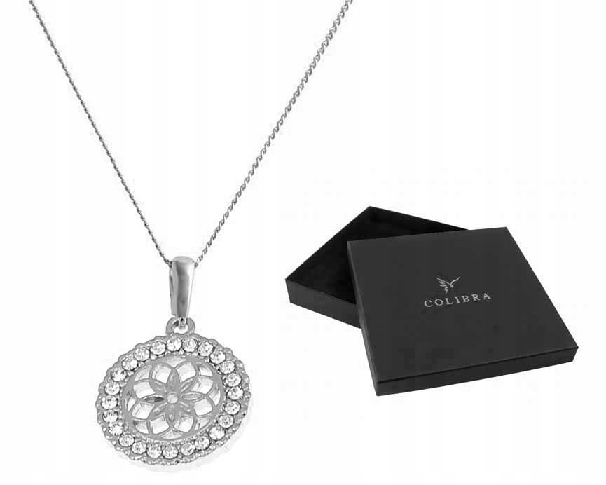 Stříbrný náhrdelník Kulatá rozeta s zirkony Colibra Řetízek Přívěsek