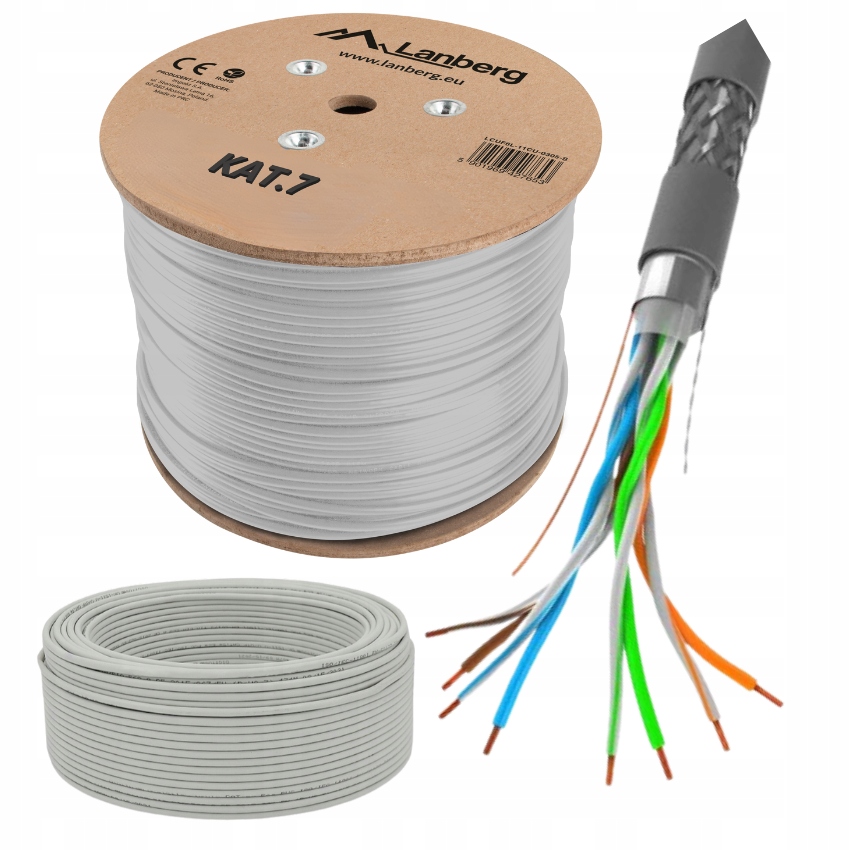 Kabel Sieciowy Skrętka Przewód Lan RJ45 S/ftp KAT.7 CAT.7 200M Lanberg