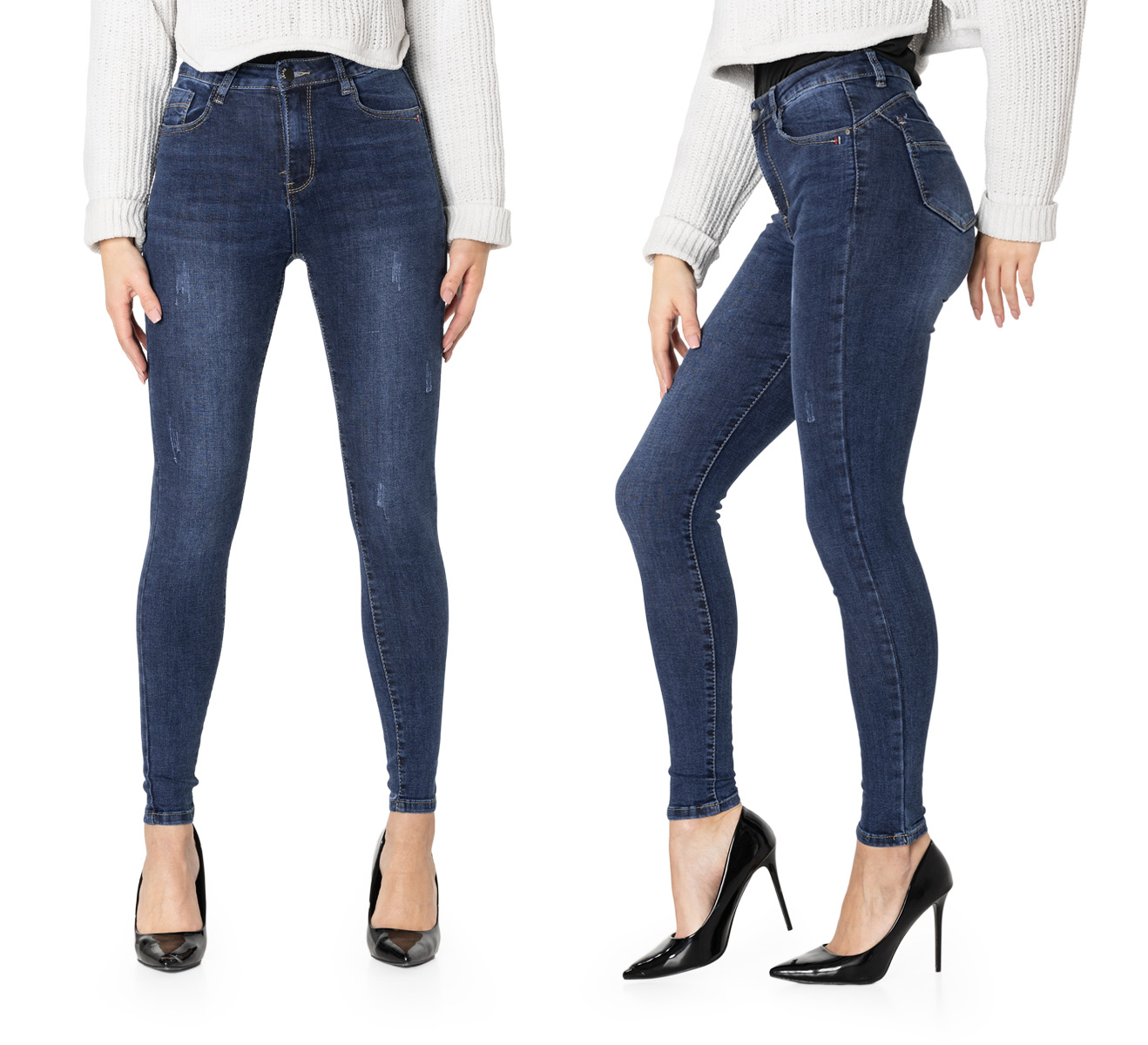 

Spodnie Damskie Jeansy Rurki Push-Up Dżins E896 29