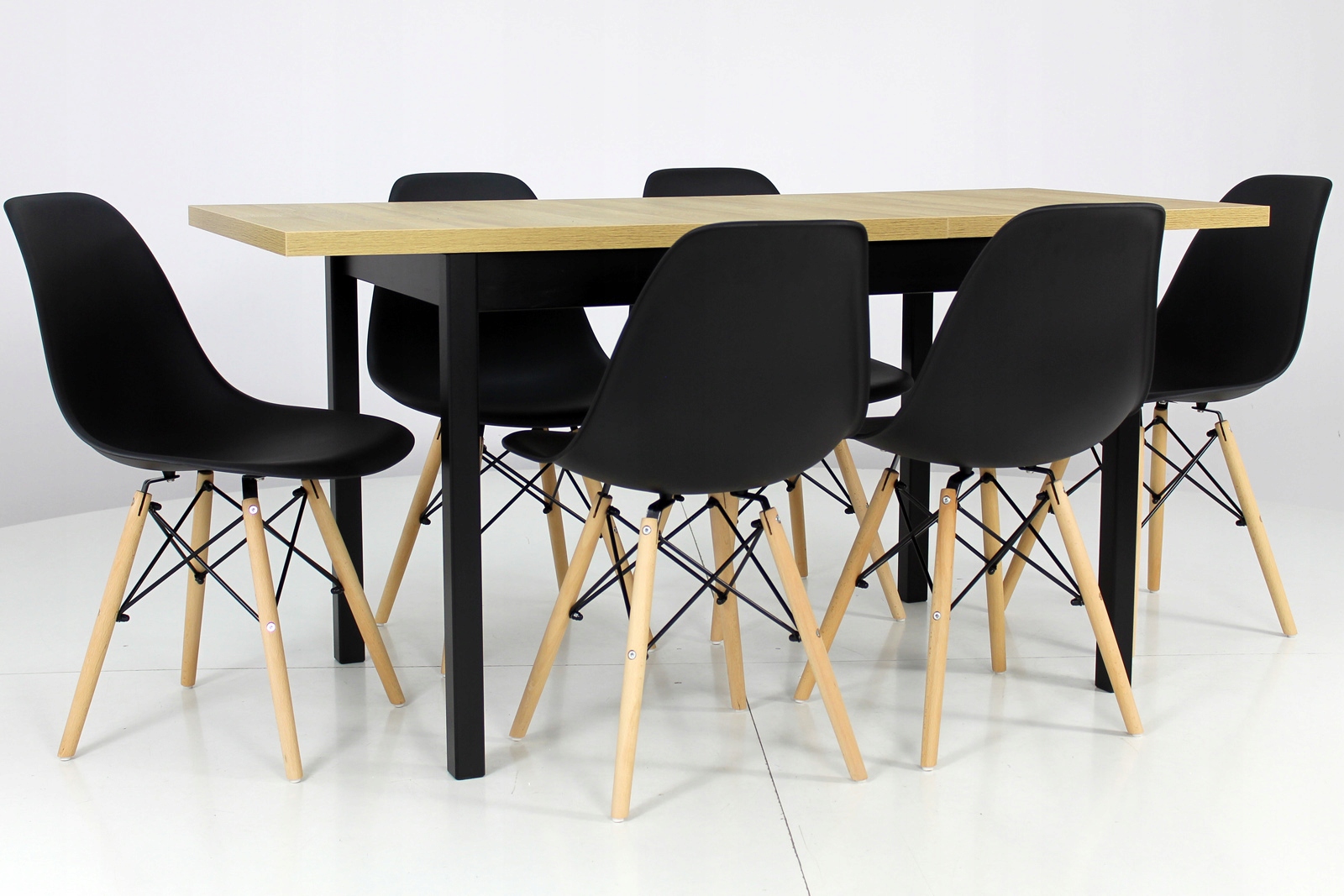 Mały Stół kuchenny 70x120/160 plus 6 krzeseł DĄB Materiał drewno