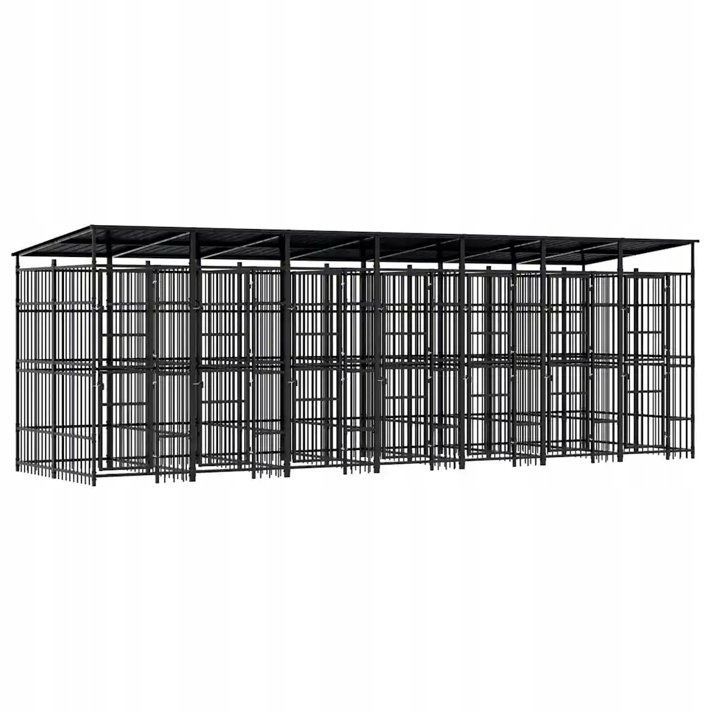 Levně Venkovní psí kotec se střechou ocel 12,9 m²