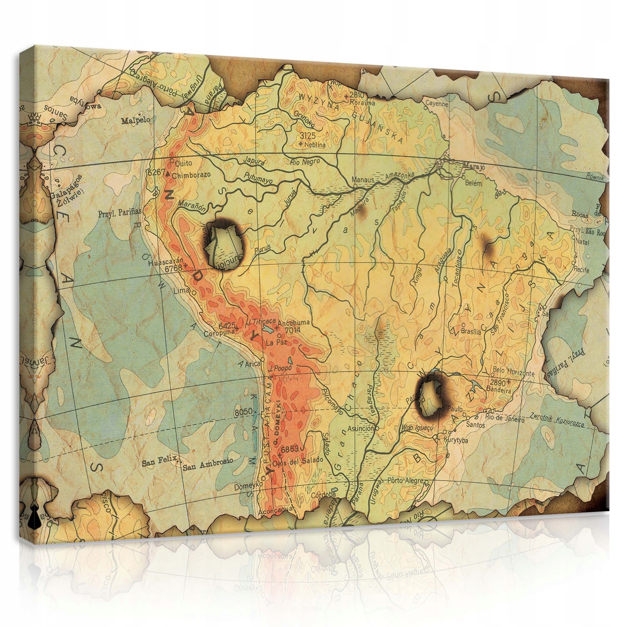 Obraz 80x60 Stará mapa vintage cestování Jižní Amerika geografie