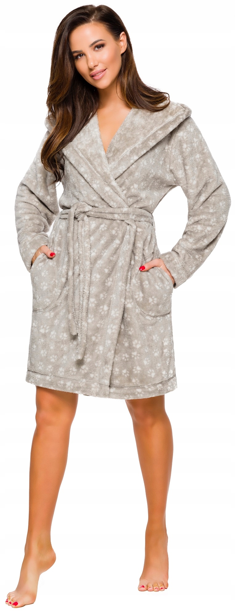 ŁAPKI KRÓTKI PUCHOWY DAMSKI SZLAFROK PODOMKA L Marka L&L