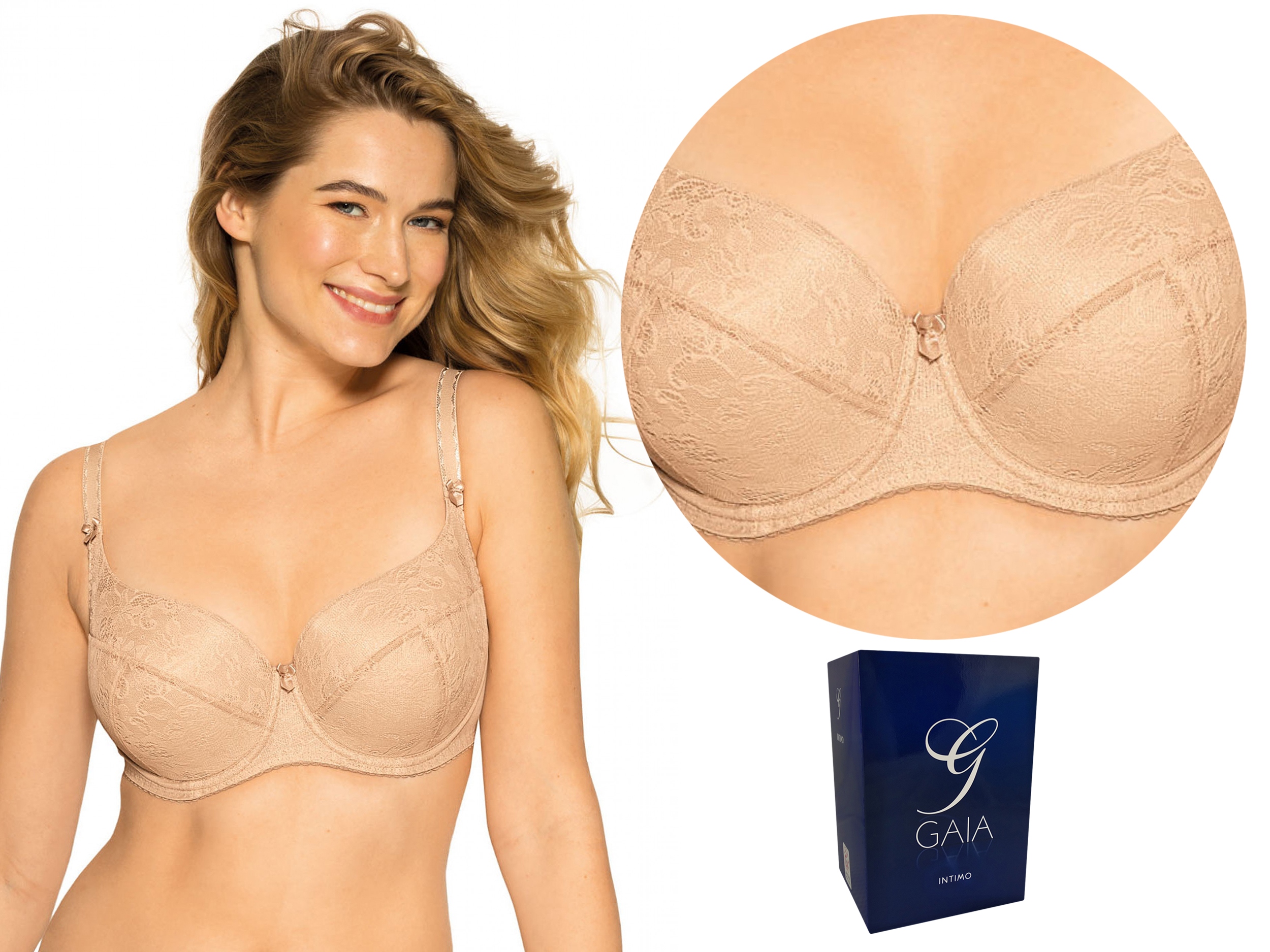 

Biustonosz full cup, Gaia Micaela 758, Beżowy, 85E