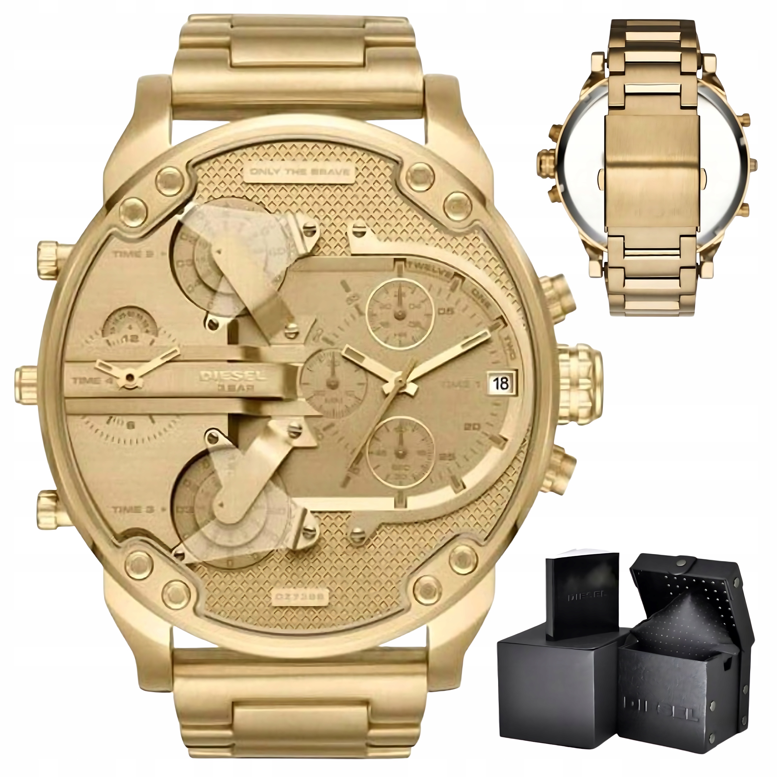 Pánské Hodinky Diesel DZ7399 Mr. Daddy 2.0 Zlatý Chronograf 57mm Krabička