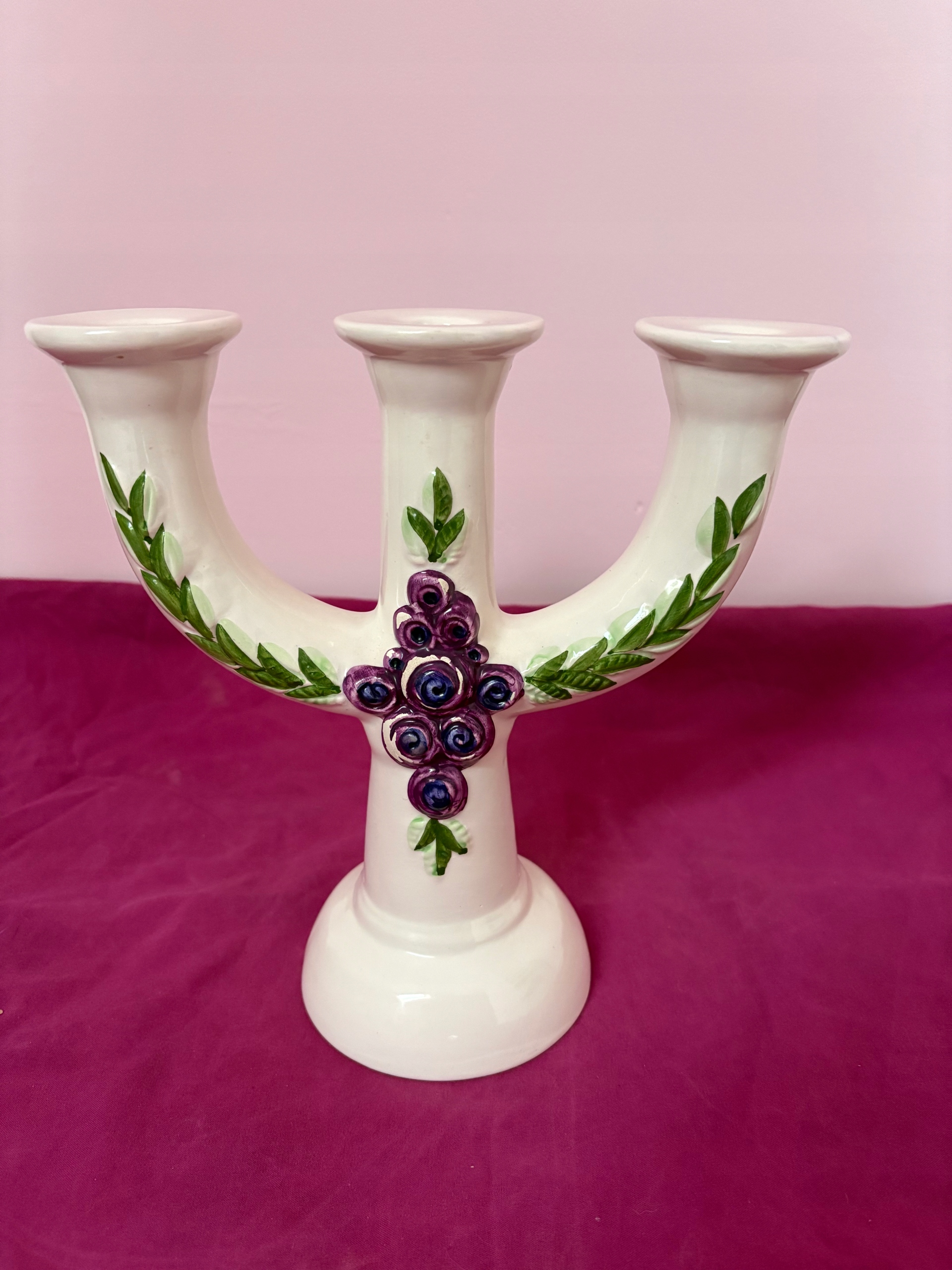 Ceramiczny trójramienny świecznik Rosa Ljung