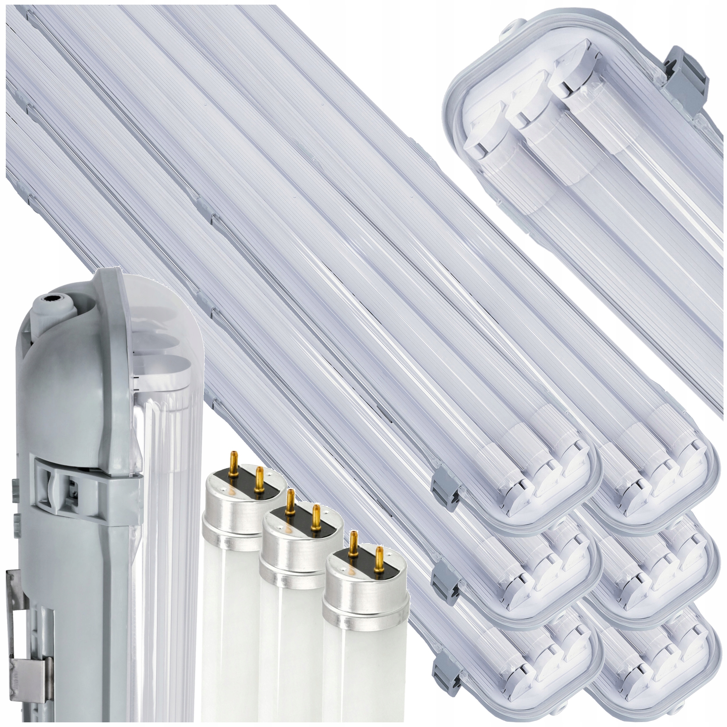 Oprawa Hermetyczna Led 120cm 3xG13 Z Odbłyśnikiem Tuby 18W Led 6x Zestaw