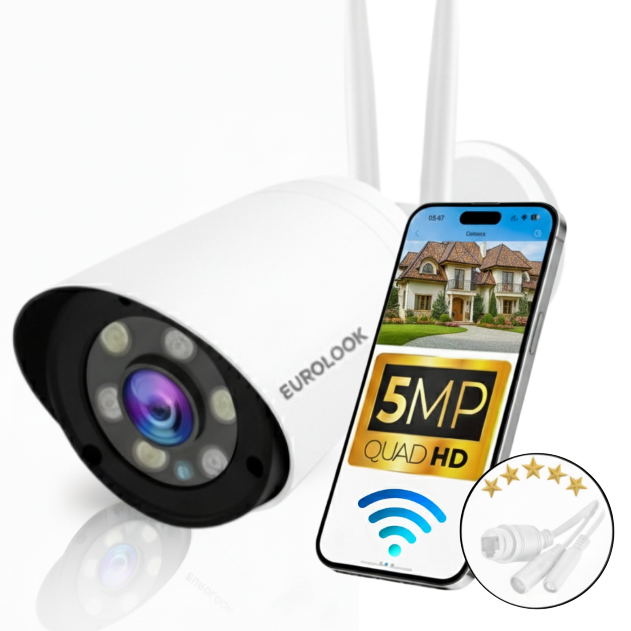 Vonkajšia Ip Kamera Wifi Bezdrôtová 5MP Audio Prevodník Sony Kvalita