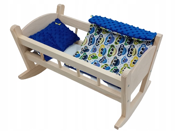 KOŁYSKA DREWNIANA DLA LALKI LALEK DUŻA POŚCIEL