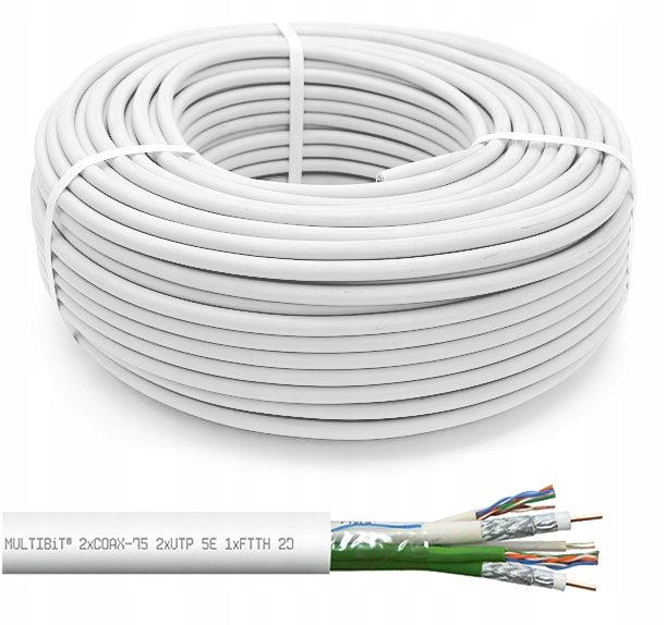 Kabel RJ45 sieciowy LAN przewód U/UTP Ethernet + TELEWIZYJNY SAT 5w1 metr