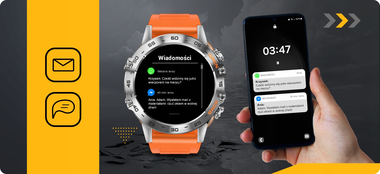 SMARTWATCH ZEGAREK MĘSKI MENU PL ROZMOWY SMART WATCH WODOODPORNY + GRATIS Komunikacja Bluetooth