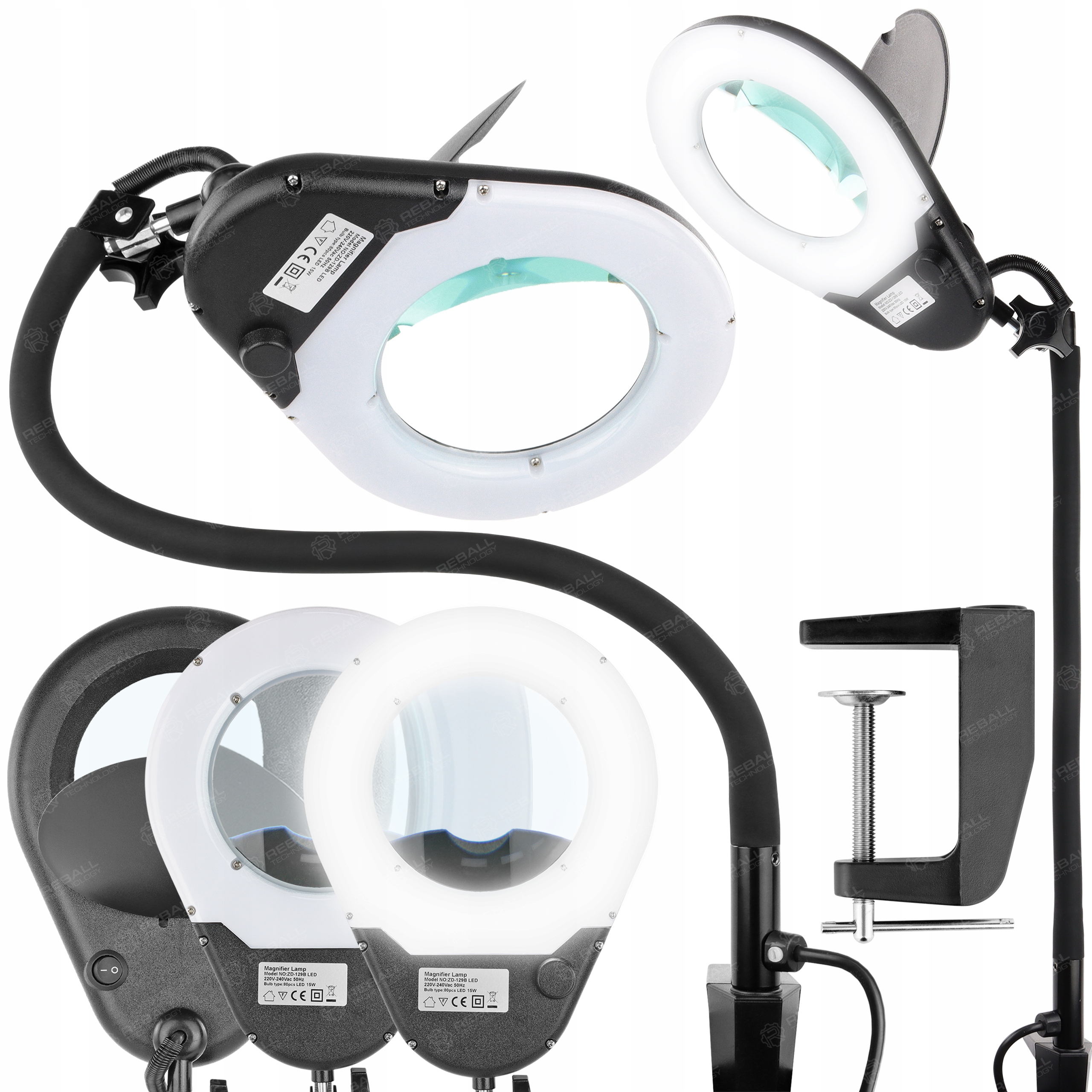 Led Kroužková Lampa S Lupou Velkou 12 cm 3X Dílenská Stolní Lampa 15 W