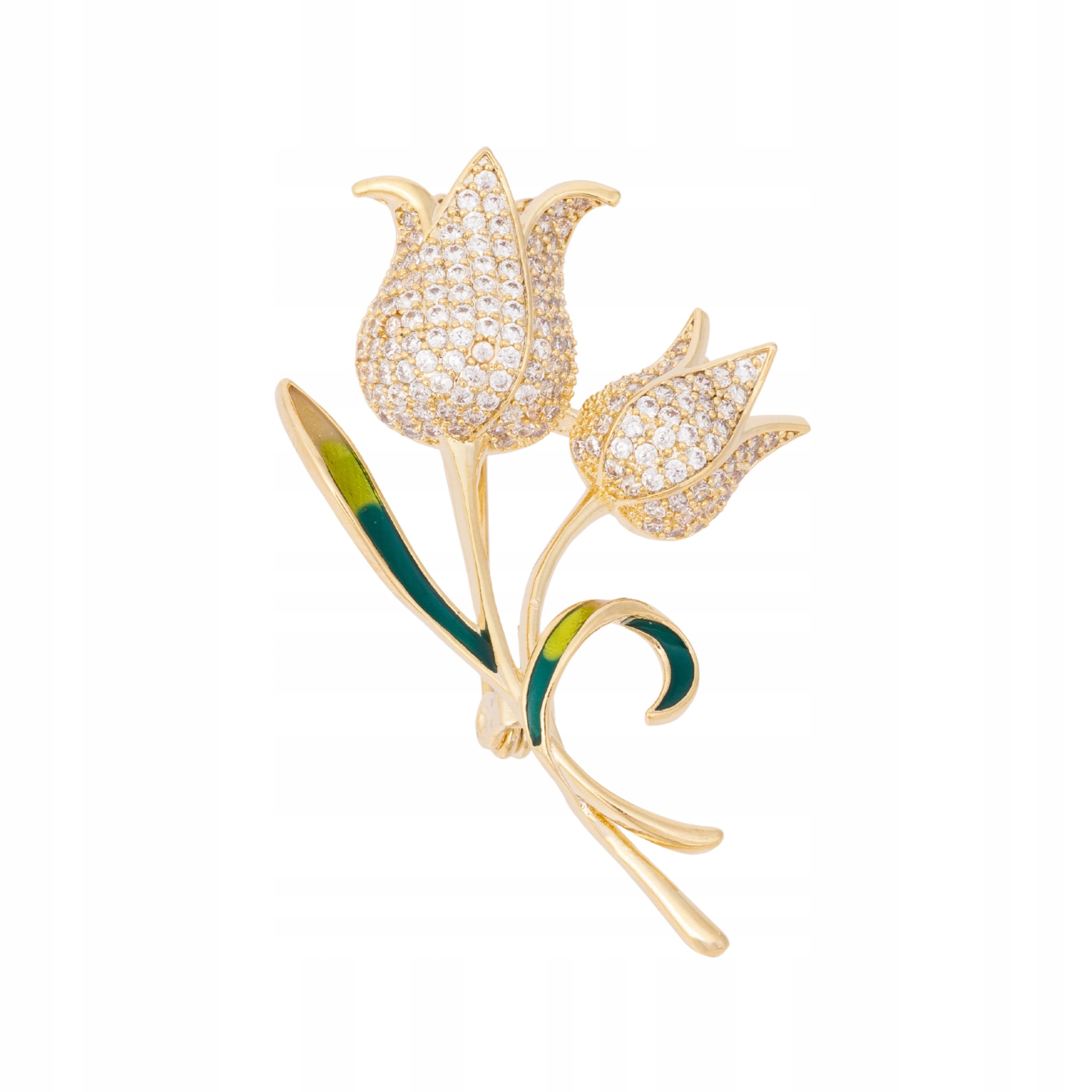 Pozlacená brož Tulipány Pinets , jemná dekorace s kubickými zirkony