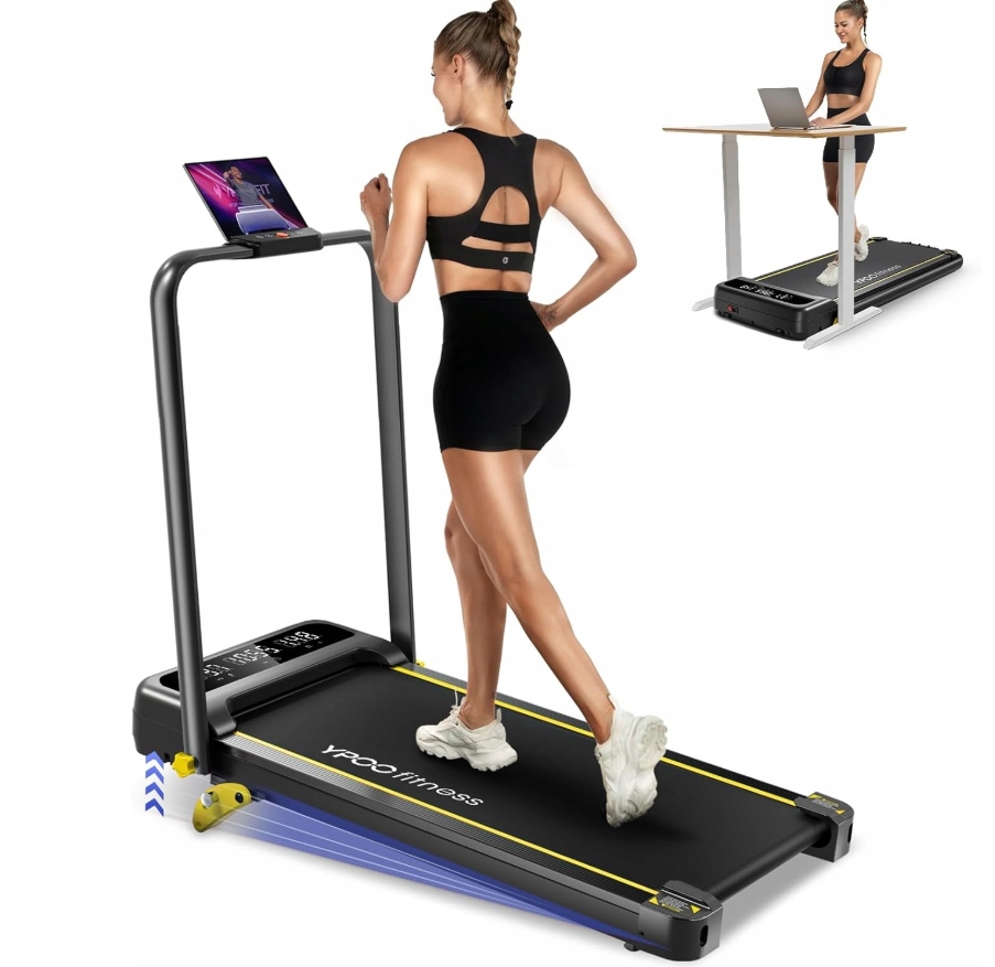 Ypoo składana bieżnia z ręcznym nachyleniem do 8 km/h i do 140 kg aplikacja