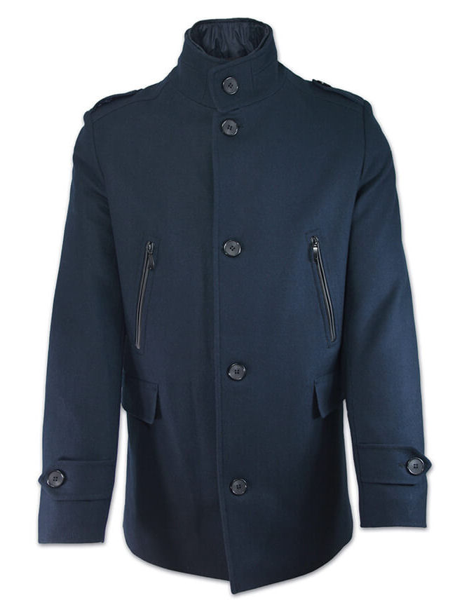 Tmavě modrý elegantní pánský kabát Janimen -48/176