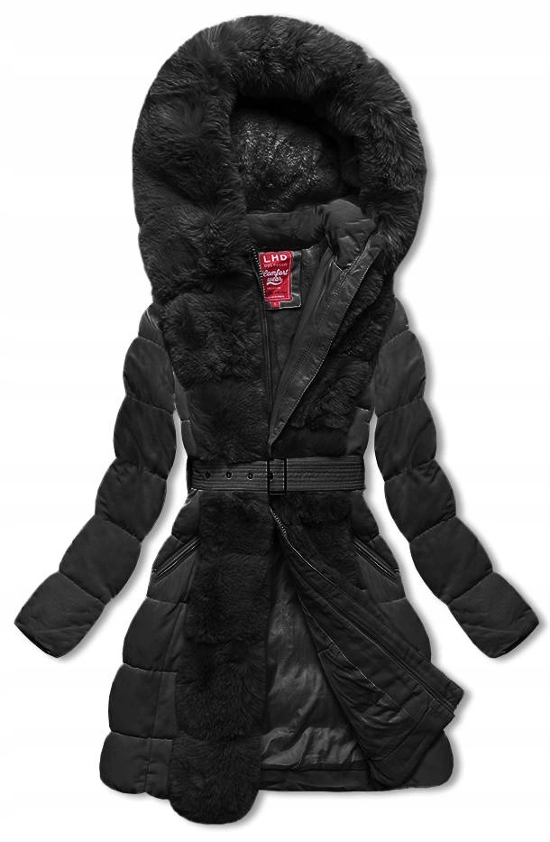Zimní Bunda S Kožešinou 2M-008 Černá, Velikost (40)