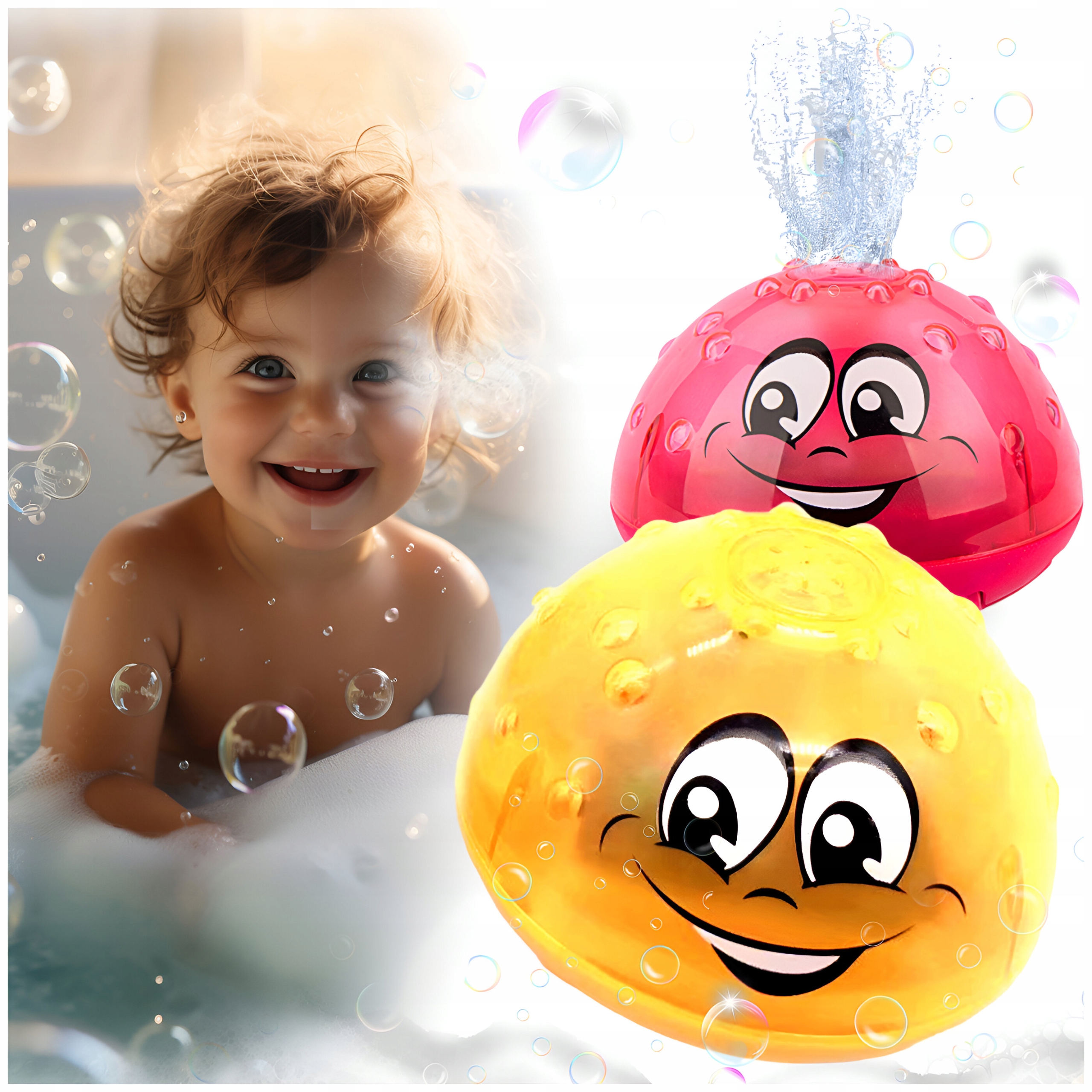 PŁYWAJĄCA FONTANNA DO KĄPIELI WANNY TRYSKAJĄCA ŚWIECĄCA GRAJĄCA KULA LED