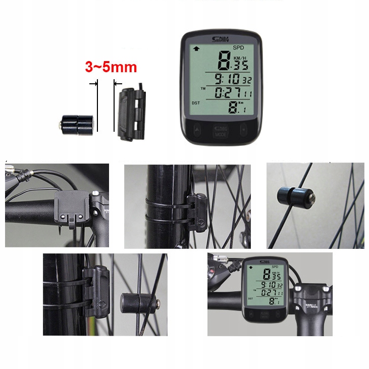 Licznik Rowerowy Prędkościomierz Komputer do Roweru Wodoodporny 25 Funkcji Kolor dominujący czarny