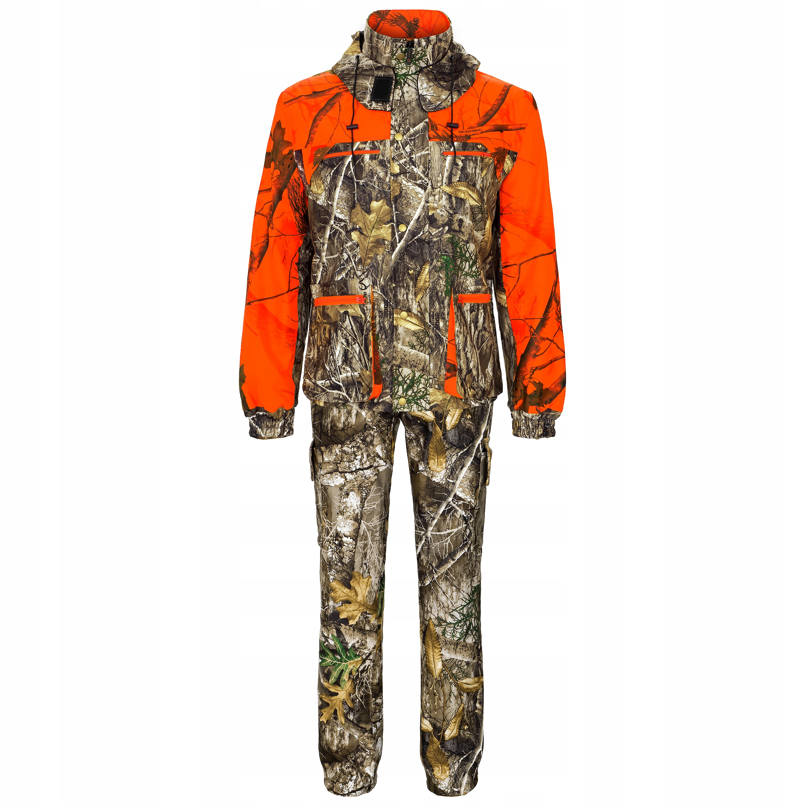 Komplet myśliwski w kamuflażu-pomarańczowe wstawki na polowania zbiorowe5XL