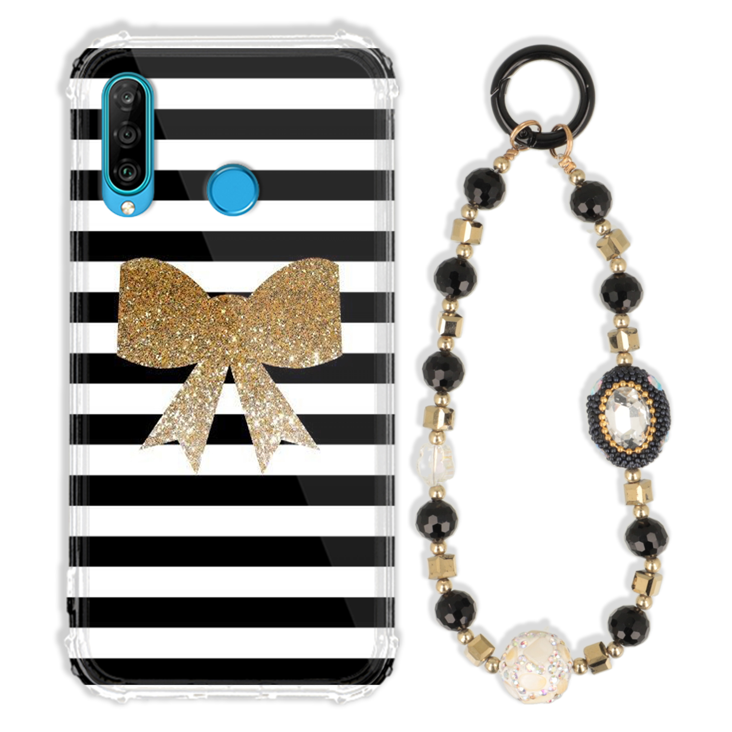 Puzdro Na Huawei P30 Lite Antishock Zirkóny Čierno-zlaté |odolné| Silné