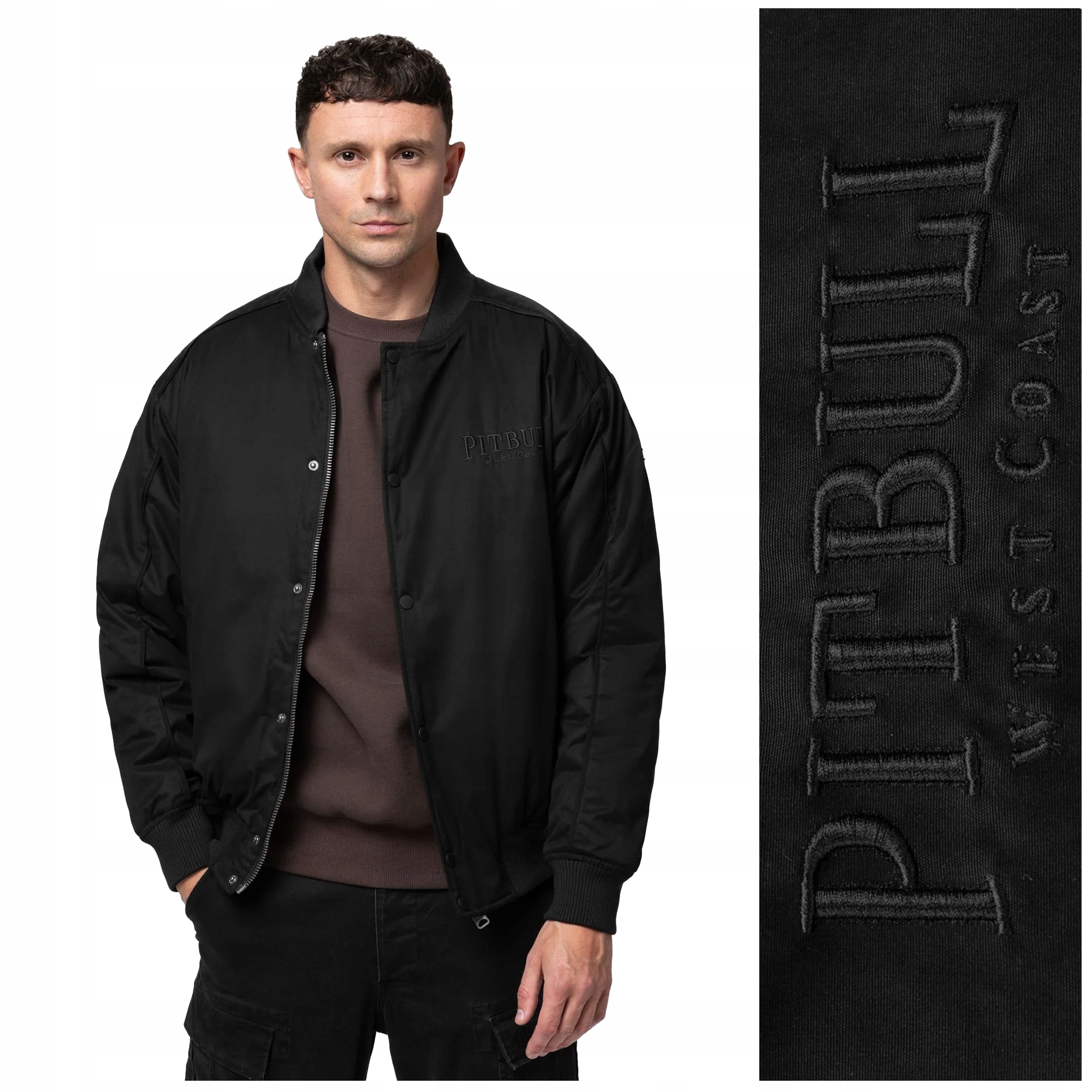 Přechodová baseballová bunda Pit Bull „radford“ – vel. M černá/černá