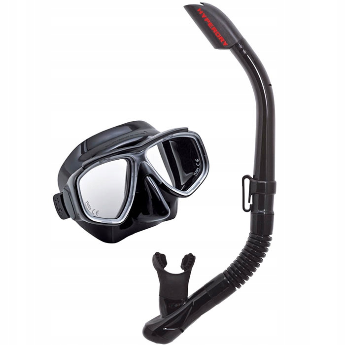 Zestaw maska z fajkę Tusa Splendive czarny silikon-czarna ramka