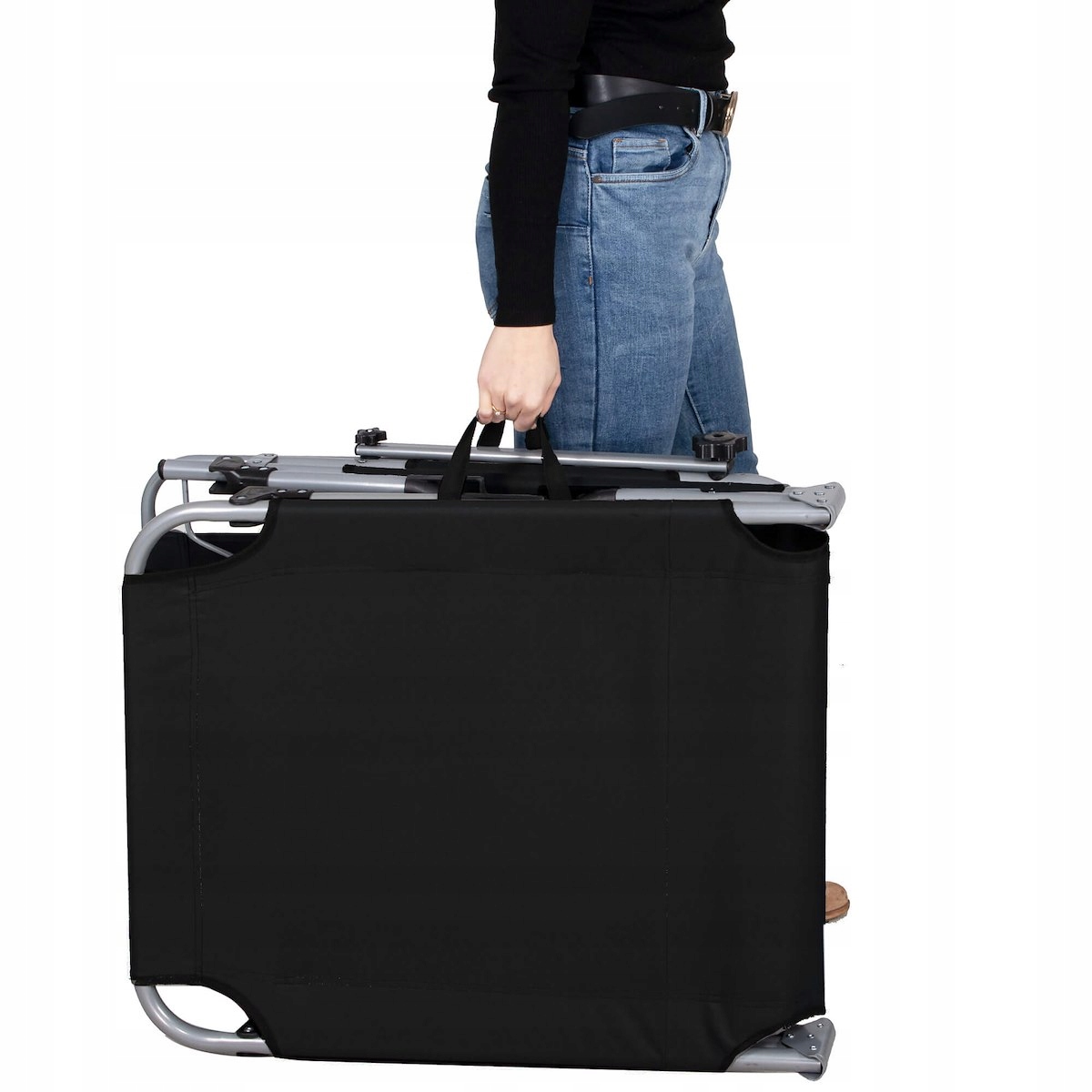 LEŻAK PLAŻOWY SKŁADANY LEŻANKA OGRODOWA Z DASZKIEM NA TARAS OGRÓD PLAŻĘ Marka Springos