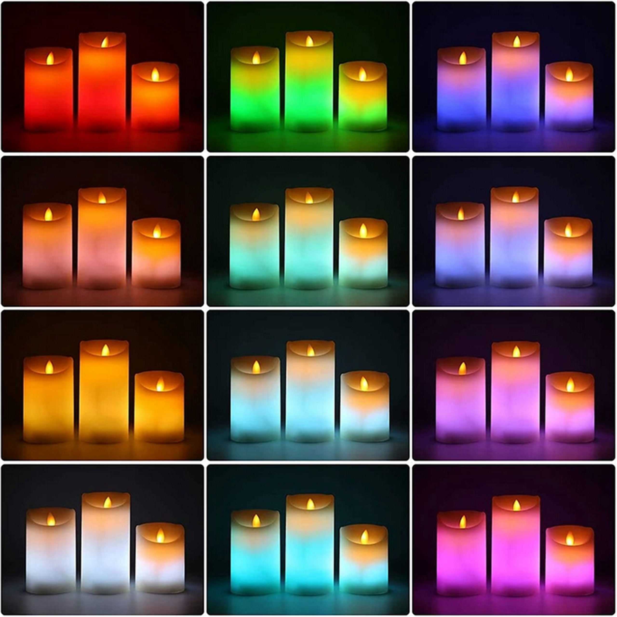 ŚWIECE LED RGB KOLOROWE ŚWIECZKI Z PILOTEM ZESTAW 3 SZT LAMPKI DEKORACYJNE Marka inna