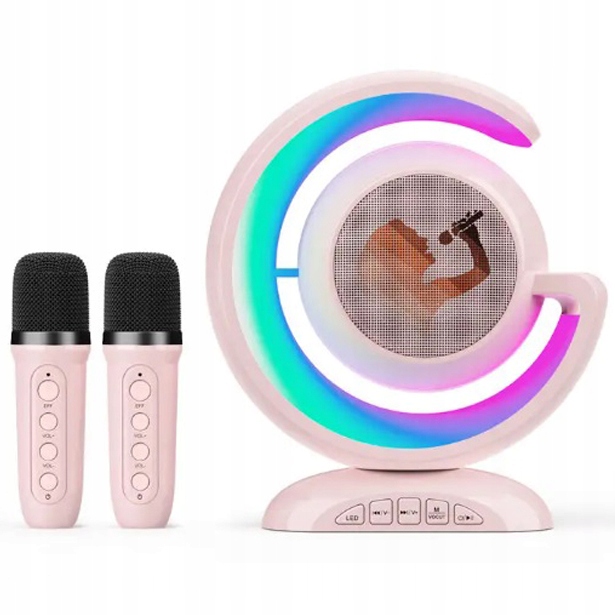 BEZPRZEWODOWY ZESTAW DO KARAOKE DLA DZIECI BLUETOOTH GŁOŚNIK + 2 MIKROFONY Kod producenta ZESTAW DO KARAOKE GŁOŚNIK + 2 MIKROFONY LED