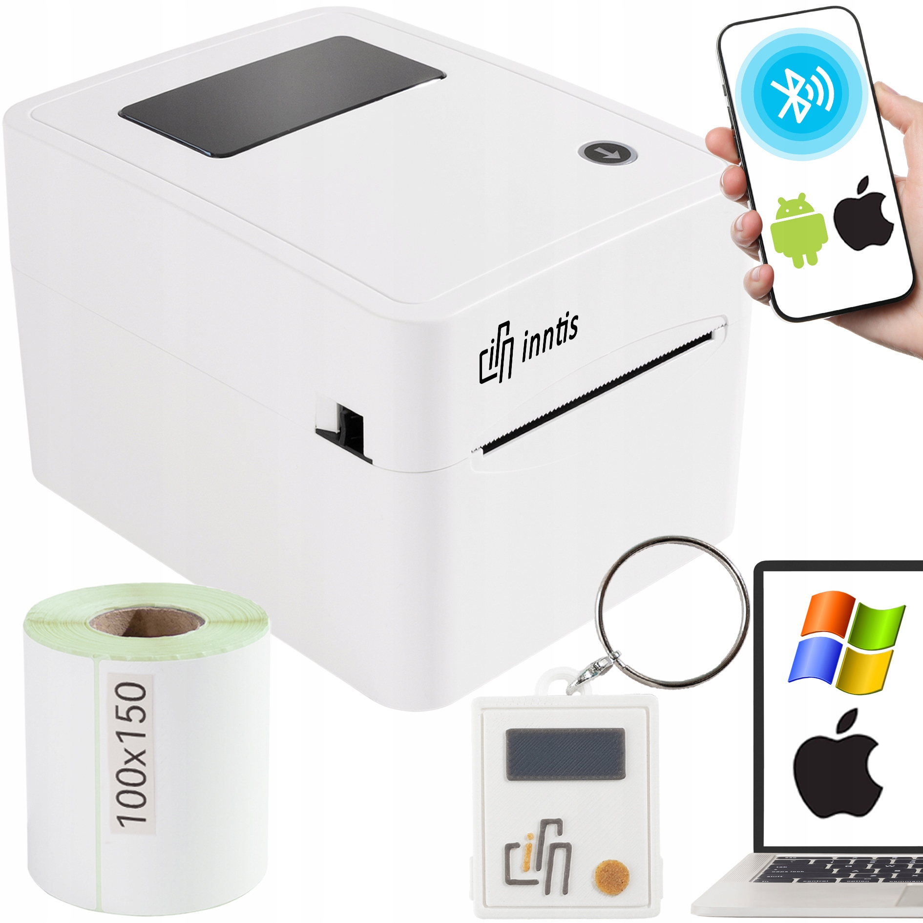 Drukarka etykiet kurierskich, termiczna, bluetooth, Usb, Rolka 100x150