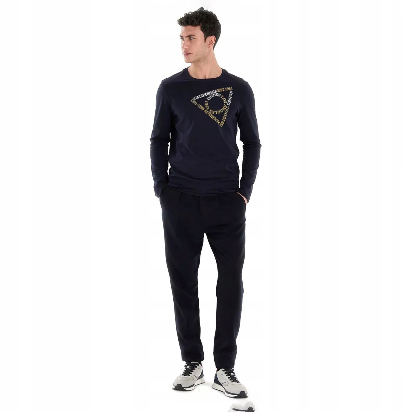 Guess Modré Kalhoty Casual Jednoduché Se Zipem Lyocell 34/32 Gga