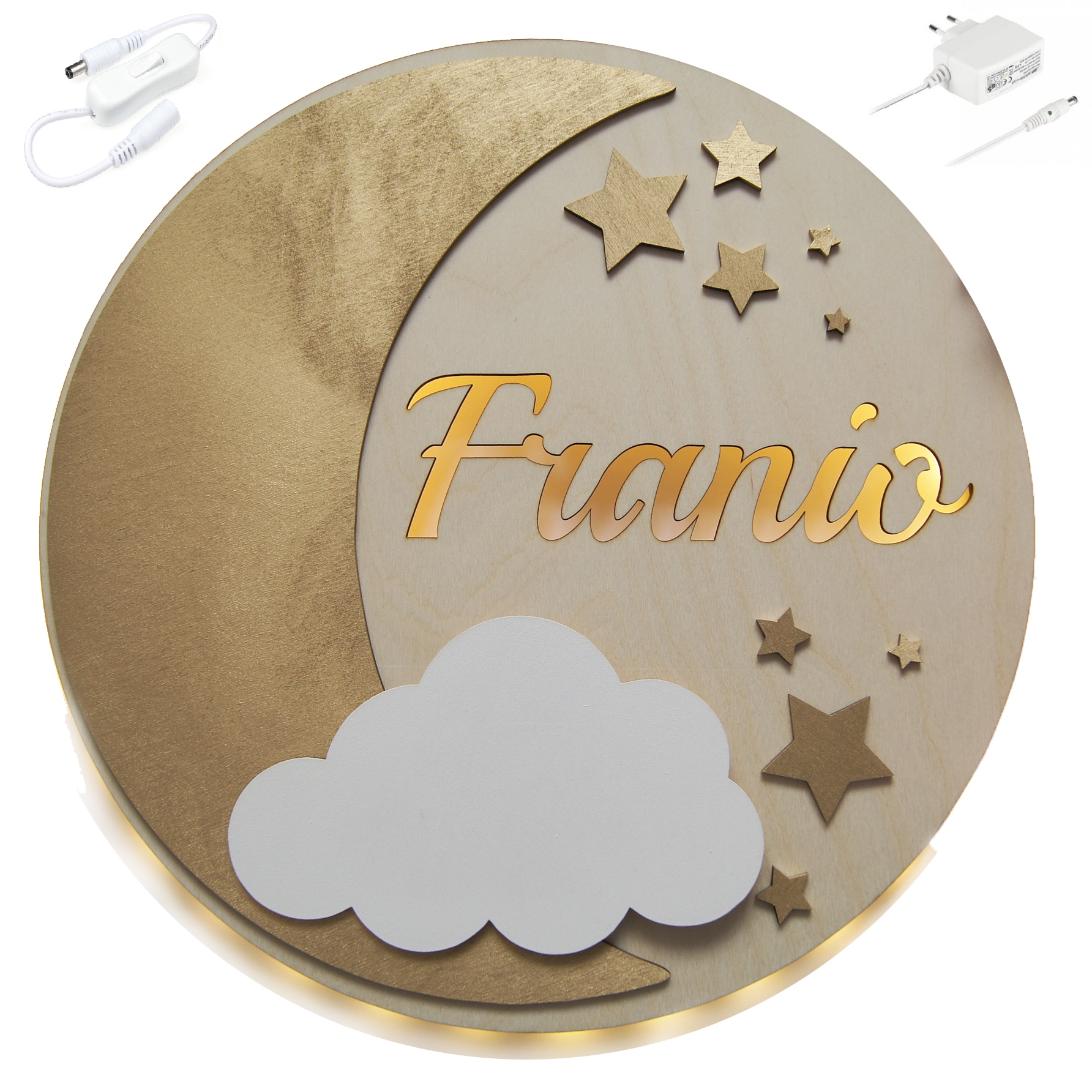 

Lampka nocna Led 37 cm Księżyc Imię na kablu