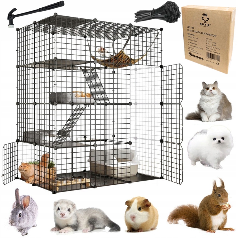 Levně Klec Pro Kočky Velká 4-PATROVÁ Patra Pro Koťata S Houpací Sítí Fretky Prasátka