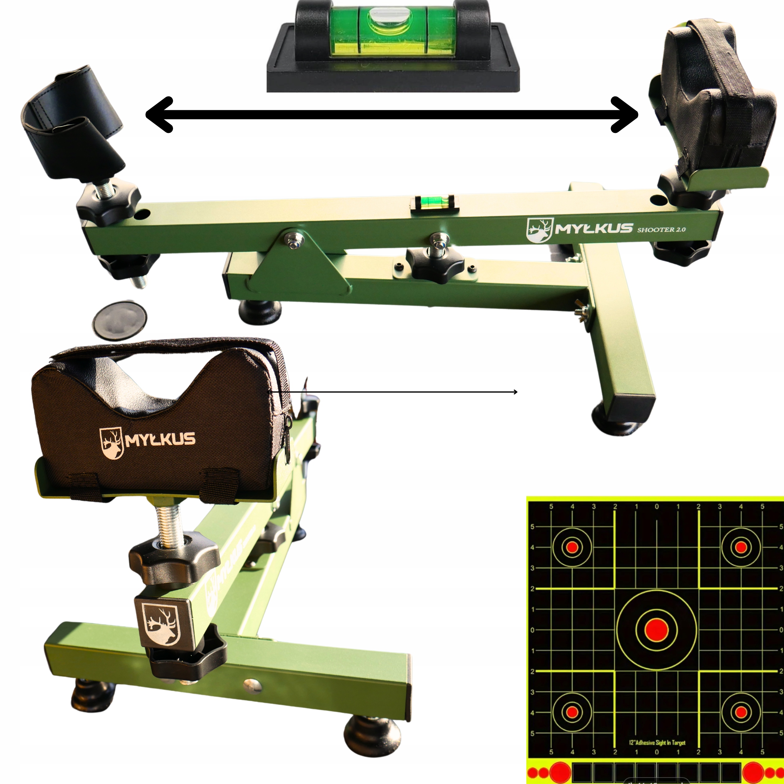 Stojan na zbraně na stativ Myłkus 2.0, zesílené pevné kotouče